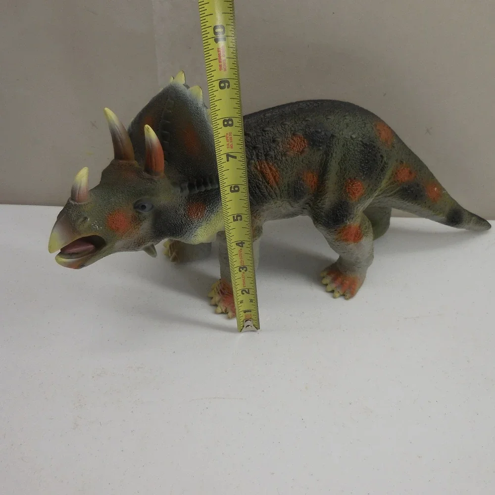 Toys R Us Triceratops Dinosaur Action Figure Large 17 Inch‎ Green Orange Grey